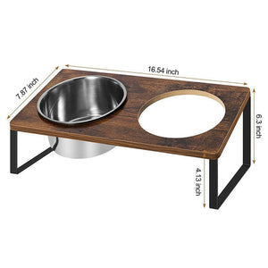 Wood Iron Pet Feeding Rack With Bowl Stand Set